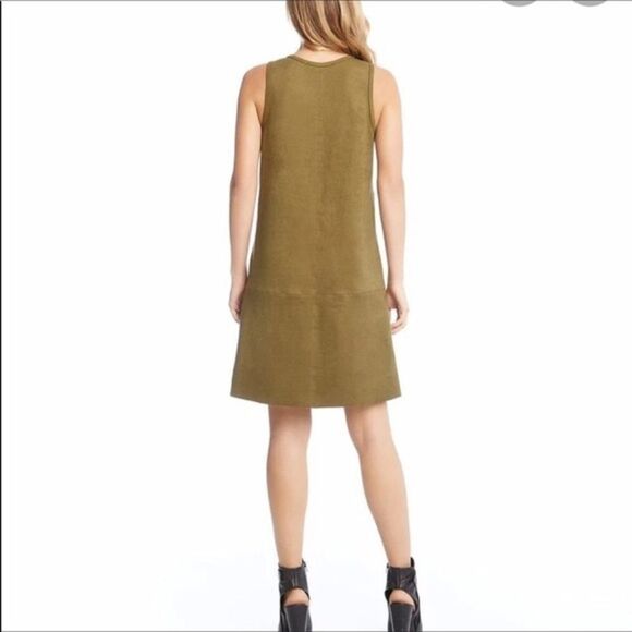 NWOT Karen Kane Sleeveless Faux-Suede Dress in Olive color. Size XS - Picture 2 of 7